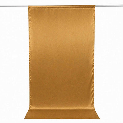 Gold satin hanging table runner isolated on white background