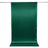 Green satin backdrop banner hanging on a rod, isolated on white background