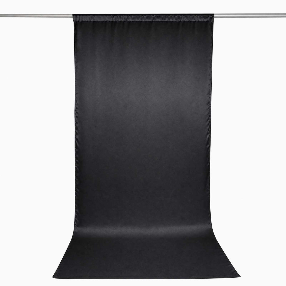 Black photography backdrop on hanging support stand, seamless studio background
