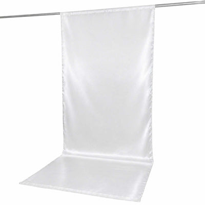 White satin photography backdrop curtain on support rod