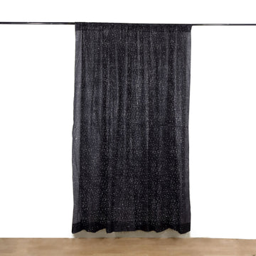 Versatile 8ft Black Metallic Fringe Shag Divider Curtain