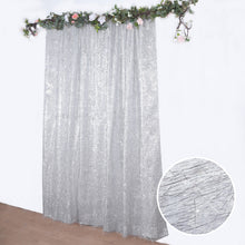 8ft Silver Metallic Fringe Shag Photo Backdrop Divider Curtain, Shimmery Tinsel Polyester Drapery