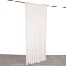8ftx8ft White Fringe Shag Polyester Photo Backdrop Curtain, Minky Fabric Wedding Drapery Panel