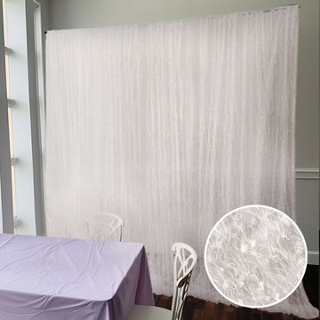Elevate Your Wedding with the White Fringe Shag Polyester Photo Backdrop Curtain
