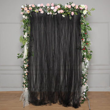 Black Dual Sided Sheer Tulle Backdrop Curtain Panel 5ftx10ft