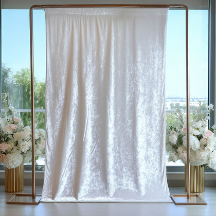 Crushed Velvet Backdrop Curtain – White 5ft x 14ft Event Drape with Rod Pocket, Privacy Panel for Photo Booths & Events