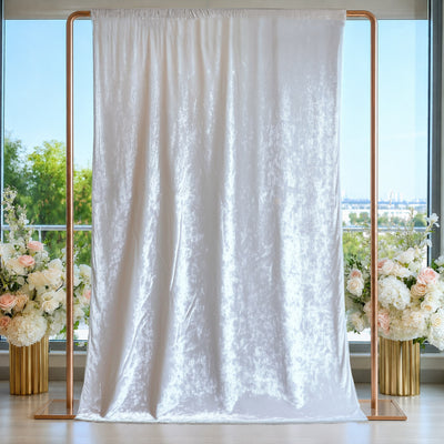 Crushed Velvet Backdrop Curtain – White 5ft x 14ft Event Drape with Rod Pocket, Privacy Panel for Photo Booths & Events