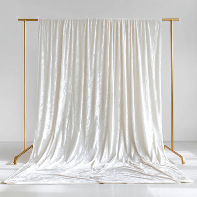 White velvet fabric draped elegantly on a gold frame