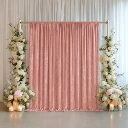 Crushed Velvet Backdrop Curtain – Dusty Rose 8ft x 8ft Event Drape with Rod Pocket, Privacy Panel for Photo Booths & Events