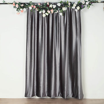 Charcoal Gray Smooth Velvet Backdrop Curtain Panel
