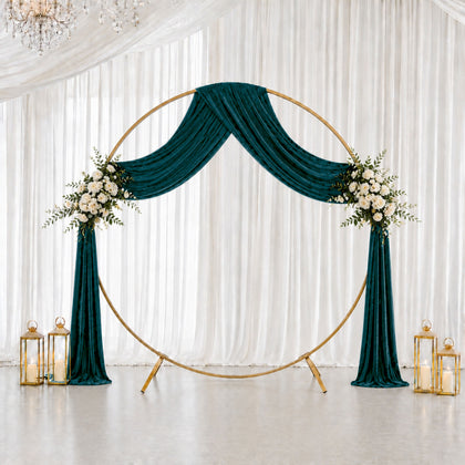 Hunter Emerald Green Premium Crushed Velvet Backdrop Curtain 5ft x 18ft – Ceiling Drapery Panel & Wedding Backdrop with Rod Pocket, 70% Blackout