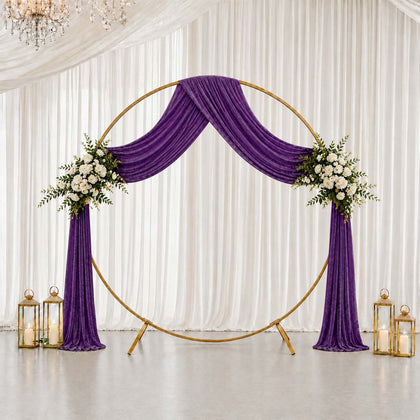 Purple Premium Crushed Velvet Backdrop Curtain 5ft x 18ft – Ceiling Drapery Panel & Wedding Backdrop with Rod Pocket, 70% Blackout