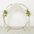 Elegant gold wedding circle arch with white drapery and floral accents