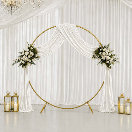 White Premium Crushed Velvet Backdrop Curtain 5ft x 18ft – Ceiling Drapery Panel & Wedding Backdrop with Rod Pocket, 70% Blackout