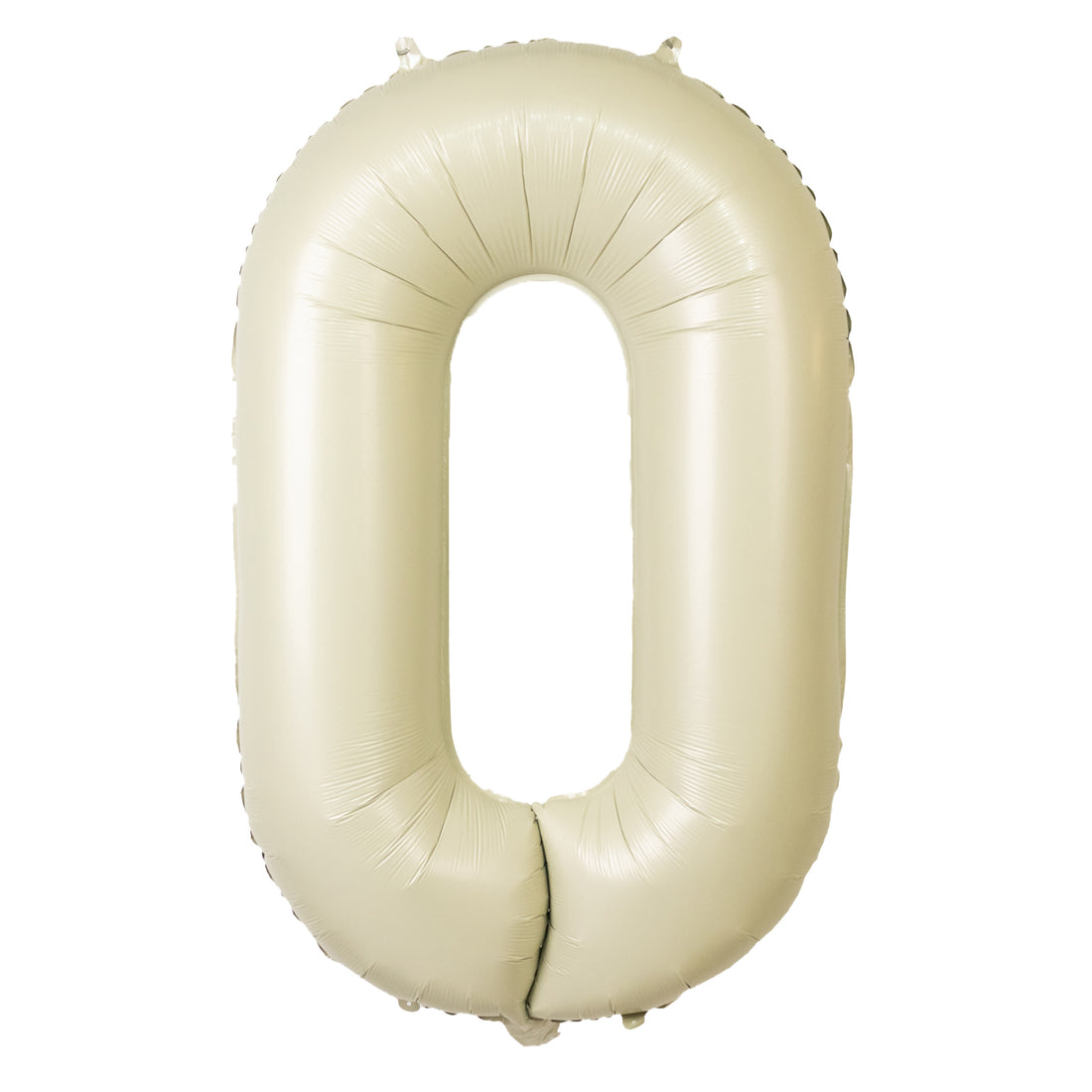 Beige foil balloon shaped like the number zero #whtbkgd