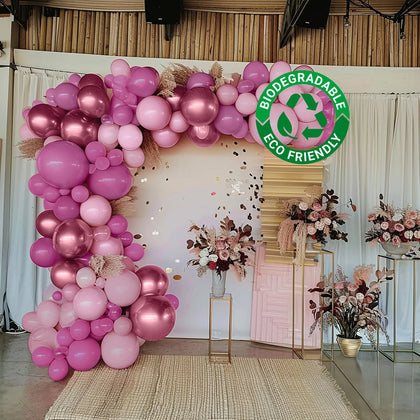 Set of 94 Rose Gold Pink Biodegradable Latex Balloon Garland Kit, Thick Party Balloon Arch