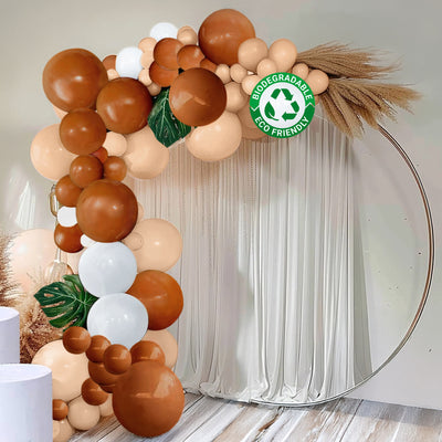 Set of 124 Tan Brown Biodegradable Balloon Garland Kit, Boho Chic Double Layered Extra Strong Latex Party Balloon Arch