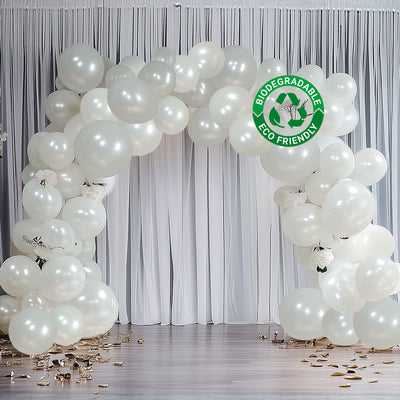 Eco-friendly biodegradable white balloons arch decoration
