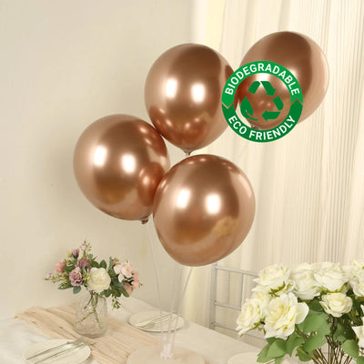 Biodegradable eco-friendly rose gold balloons for celebrations.