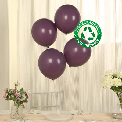 50 Pack Matte Pastel Violet Amethyst Biodegradable Balloons, Round Eco-friendly Thick Latex Party Balloons - 12"