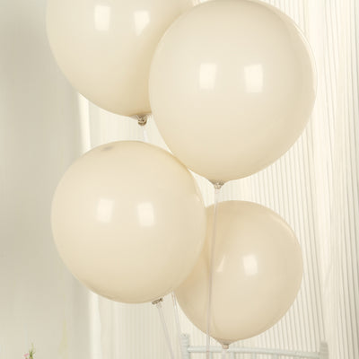 Cream-colored balloons in a cluster on a light background.