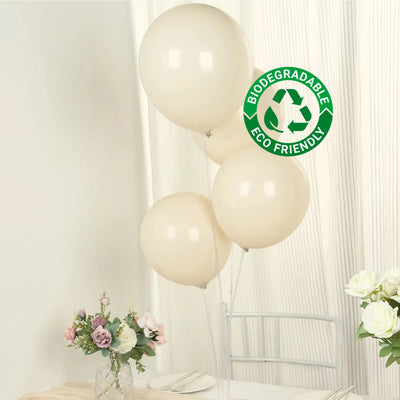 50 Pack Matte Pastel Beige Biodegradable Balloons, Round Eco-friendly Thick Latex Party Balloons - 12"
