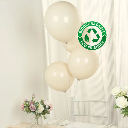 50 Pack Matte Pastel Beige Biodegradable Balloons, Round Eco-friendly Thick Latex Party Balloons - 12"