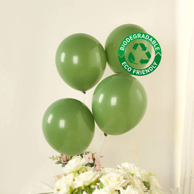 50 Pack Matte Pastel Dusty Sage Green Biodegradable Balloons, Round Eco-friendly Thick Latex Party Balloons - 12"