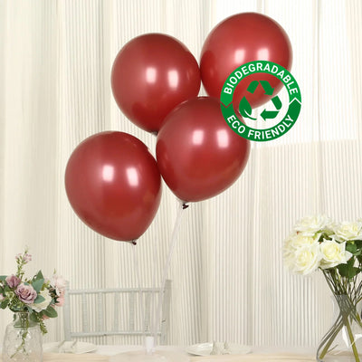 50 Pack Matte Pastel Burgundy Biodegradable Balloons, Round Eco-friendly Thick Latex Party Balloons - 12"