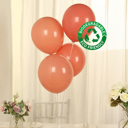 50 Pack Matte Pastel Dusty Rose Biodegradable Balloons, Round Eco-friendly Thick Latex Party Balloons - 12"
