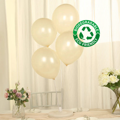 50 Pack Matte Pastel Cream Biodegradable Balloons, Round Eco-friendly Thick Latex Party Balloons - 12"