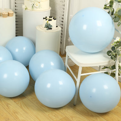 Light blue balloons arranged in a festive setting.