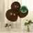 Brown biodegradable balloons displayed with flowers in a decorated setting.