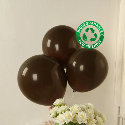 Brown biodegradable balloons with eco-friendly label