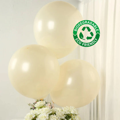 10 Pack Matte Pastel Cream Biodegradable Balloons, Round Eco-friendly Thick Latex Party Balloons - 18"