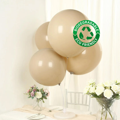 10 Pack Matte Pastel Taupe Biodegradable Balloons, Round Eco-friendly Thick Latex Party Balloons - 18"