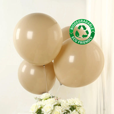 Beige biodegradable balloons with eco-friendly label