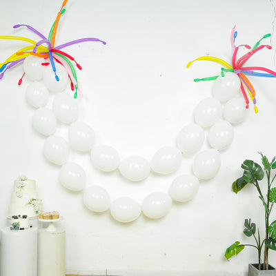 100 Pcs Biodegradable Quick Link Balloons 12" Matte Pastel White, Latex Linking Balloons for Balloon Chains, Garland, Arch, Backdrop & Wall Decor