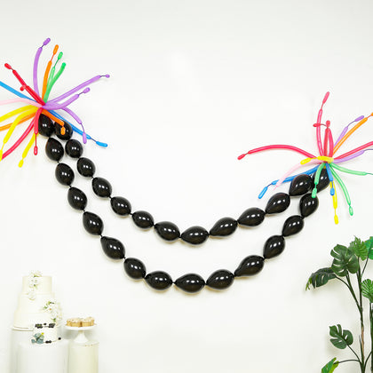 100 Pcs Biodegradable Quick Link Balloons 6" Matte Pastel Black, Latex Linking Balloons for Balloon Chains, Garland, Arch, Backdrop & Wall Decor