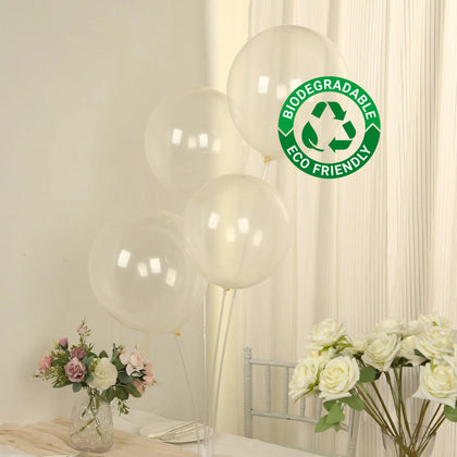 50 Pack Clear Biodegradable Balloons, Eco-friendly Thickened Extra Strong Latex Helium Party Balloons - 12"