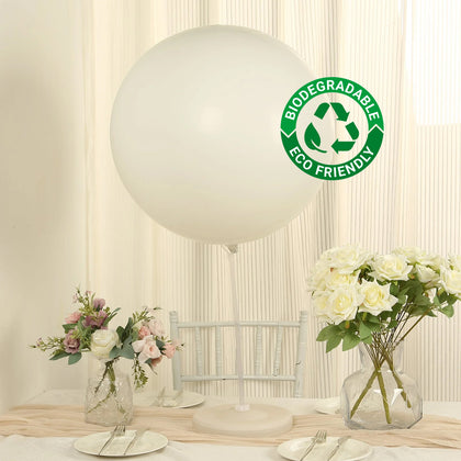 5 Pack Large Off White Biodegradable Balloons, Eco-friendly Thickened Extra Strong Latex Helium Party Balloons - 36"