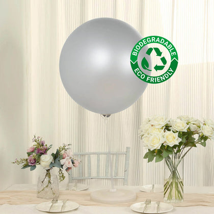 5 Pack Large Silver Biodegradable Balloons, Eco-friendly Thickened Extra Strong Latex Helium Party Balloons - 36"