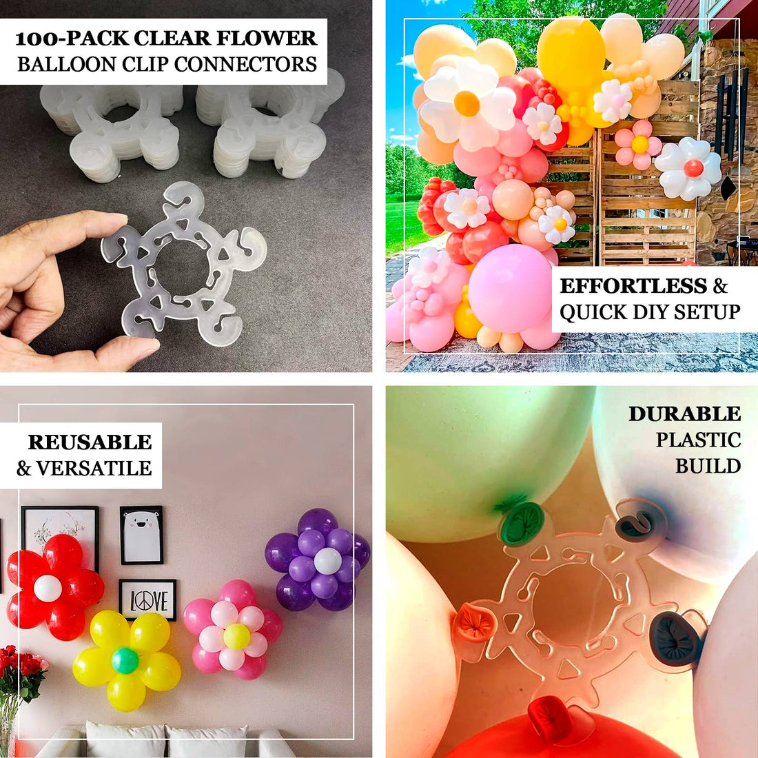 Balloon Clips Connectors 100 Pcs Clear | eFavormart
