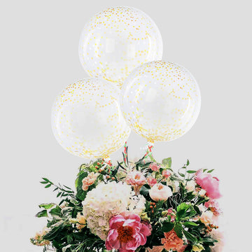 Vibrant and Festive Clear Confetti Dot Filled PVC Helium/Air Bubble Balloons 20"