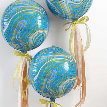Make a Statement with Blue/Gold Marble Sphere Foil Balloons