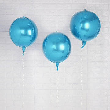 Add a Touch of Elegance with Metallic Blue Sphere Mylar Prom Balloons