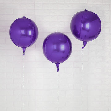 Add a Pop of Shiny Purple to Your Event with 2 Pack Shiny Purple Sphere Mylar Foil Balloons