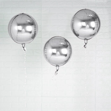 Shiny Silver Sphere Mylar Foil Balloons - Add a Touch of Glamour to Your Event