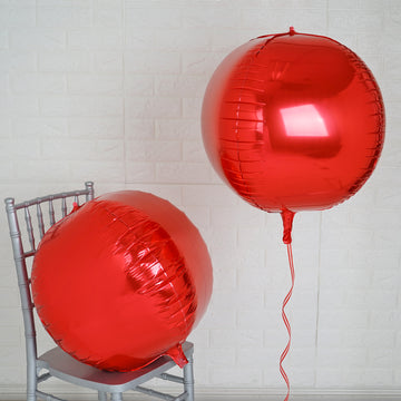 Add a Pop of Color to Your Event with Metallic Red Sphere Mylar Foil Balloons