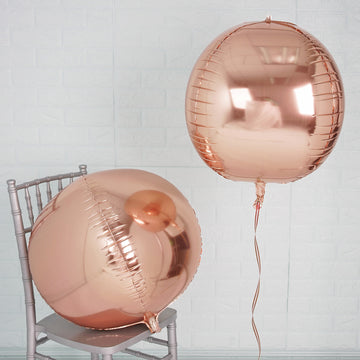 Rose Gold Sphere Mylar Balloons - Add a Touch of Elegance to Your Event Decor